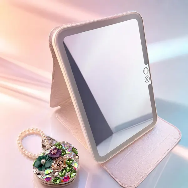 Kit Espejo con Luz LED Blanco + Espejo Mini Corazón Verde