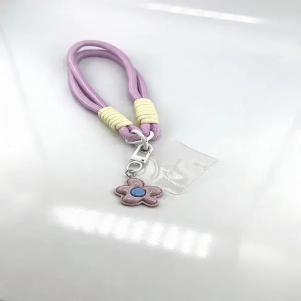 Charm Pulsera Cuerdas con Flor Decorativo Celular Mujer