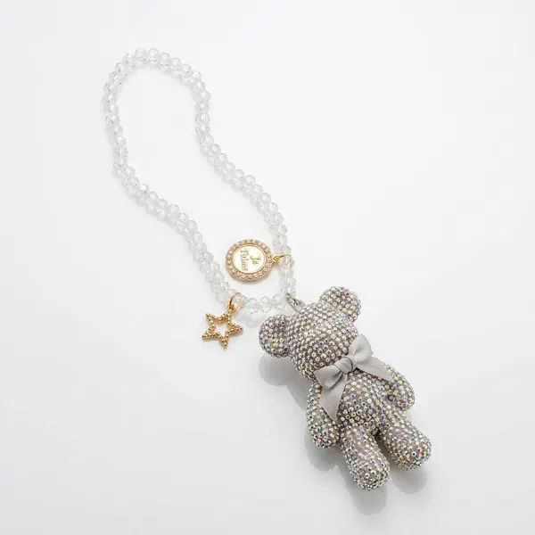 Charm Cordon Cristal Osito Pedreria Decorativo Bolsa Llaveros Mujer