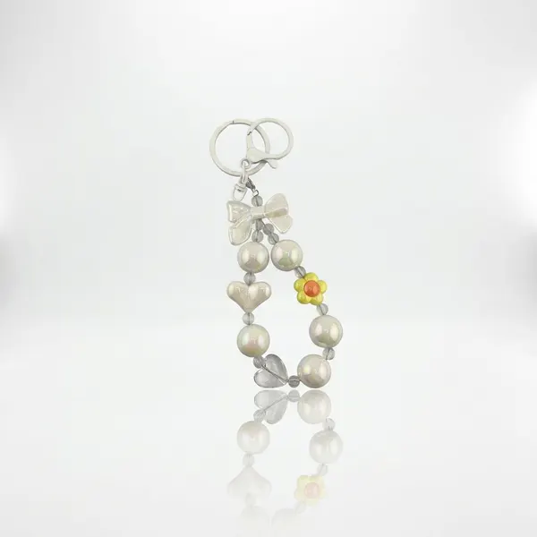 Charm Moño Blanco Decorativo Celular Llaveros Mujer