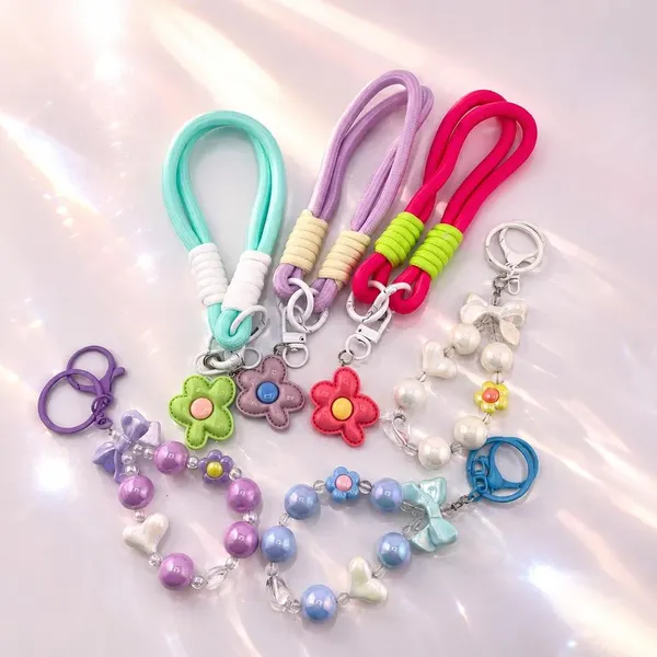 Pack Charm Cuerda con Flor Verde + Charm Cuerda con Flor Rojo + Charm Cuerda con Flor Mora
