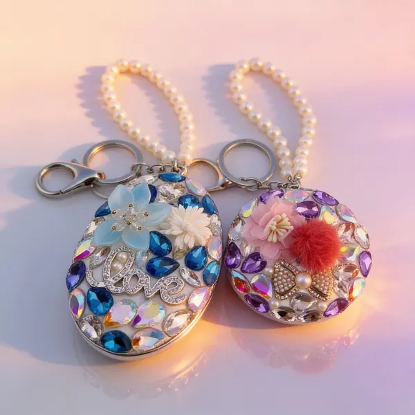 Pack Espejo Mini Ovalado Azul + Espejo Mini Círculo Morado