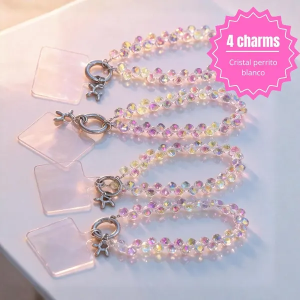Pack 4 Charm Cristal Perrito Blanco