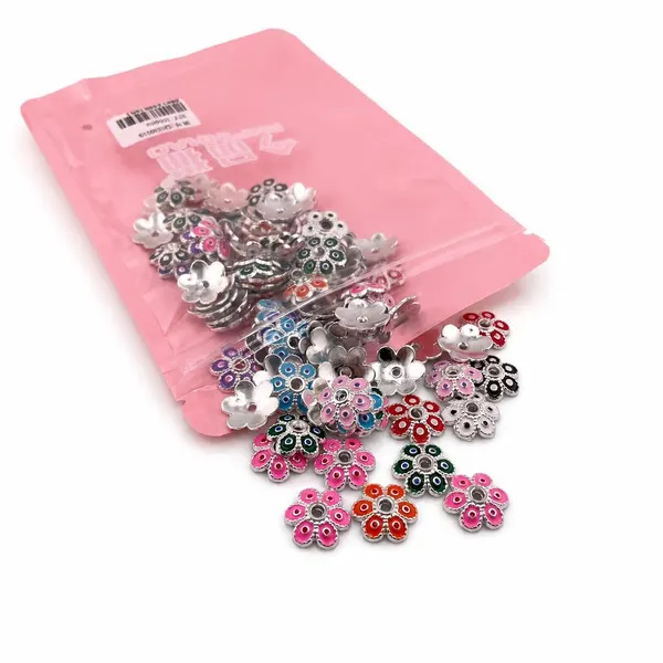 Pack 100 Tapas de Cuentas Flor Multicolor