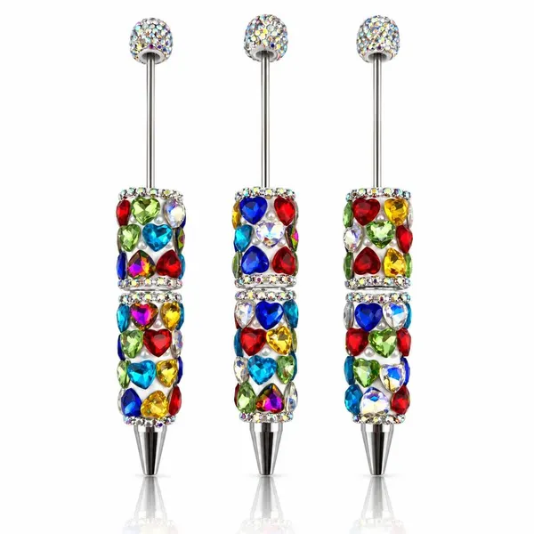 Pack 3 Plumas con Cristales de Corazones