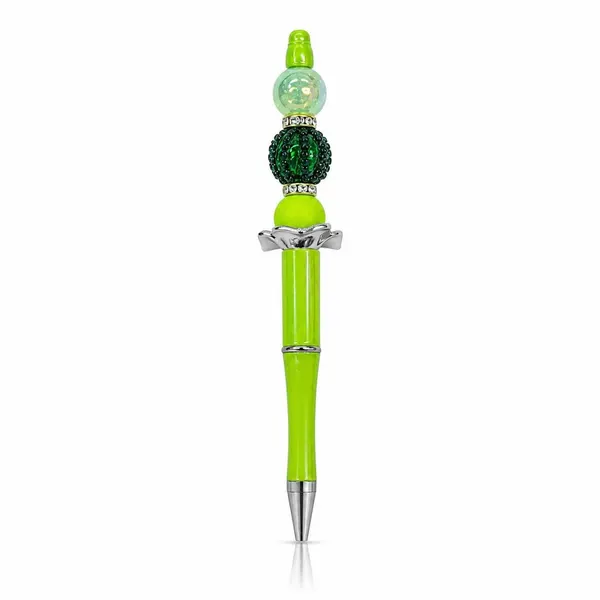 Pluma Tornasol Verdes con Cuentas
