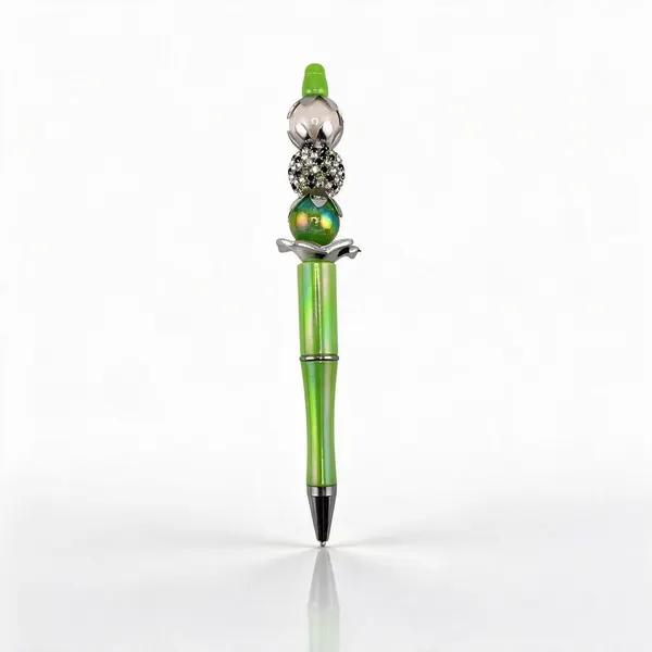 Pluma Tornasol Verdes con Cuentas