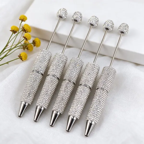 Pack de 5 Plumas con Cristales Plata