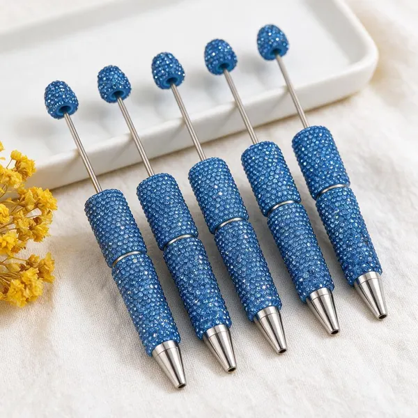 Pack de 5 Plumas con Cristales Azules